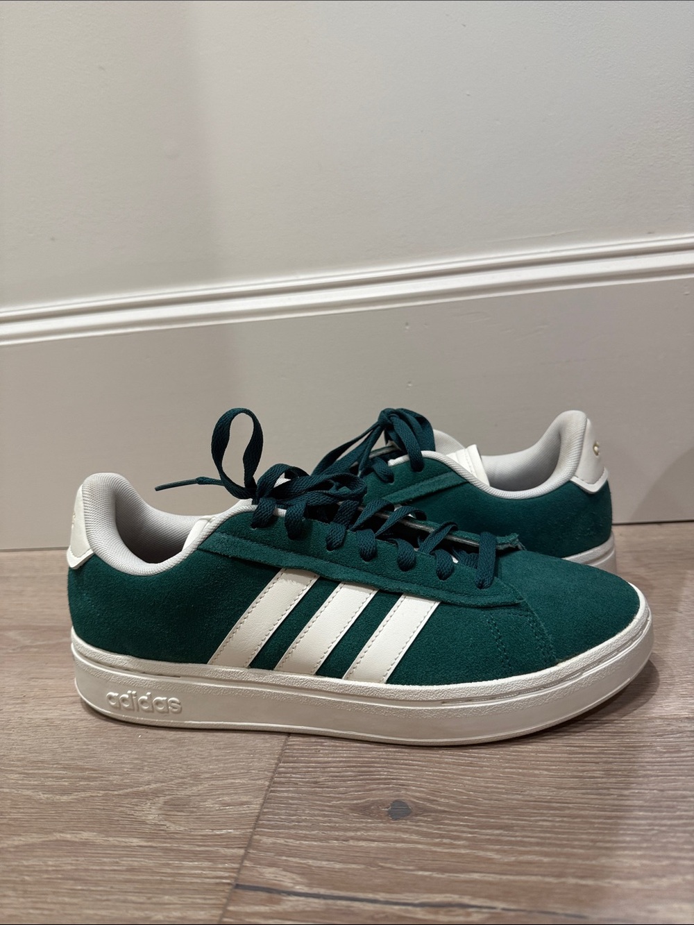 adidas Teal Suede Low-Top Sneakers with White Stripes